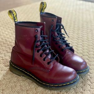 Dr. Marten’s Smooth Leather Cherry Lace Up Boots
